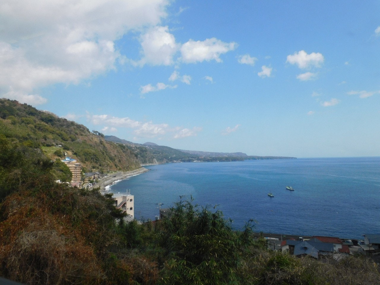 海沿いの断崖と湾を見下ろす景色