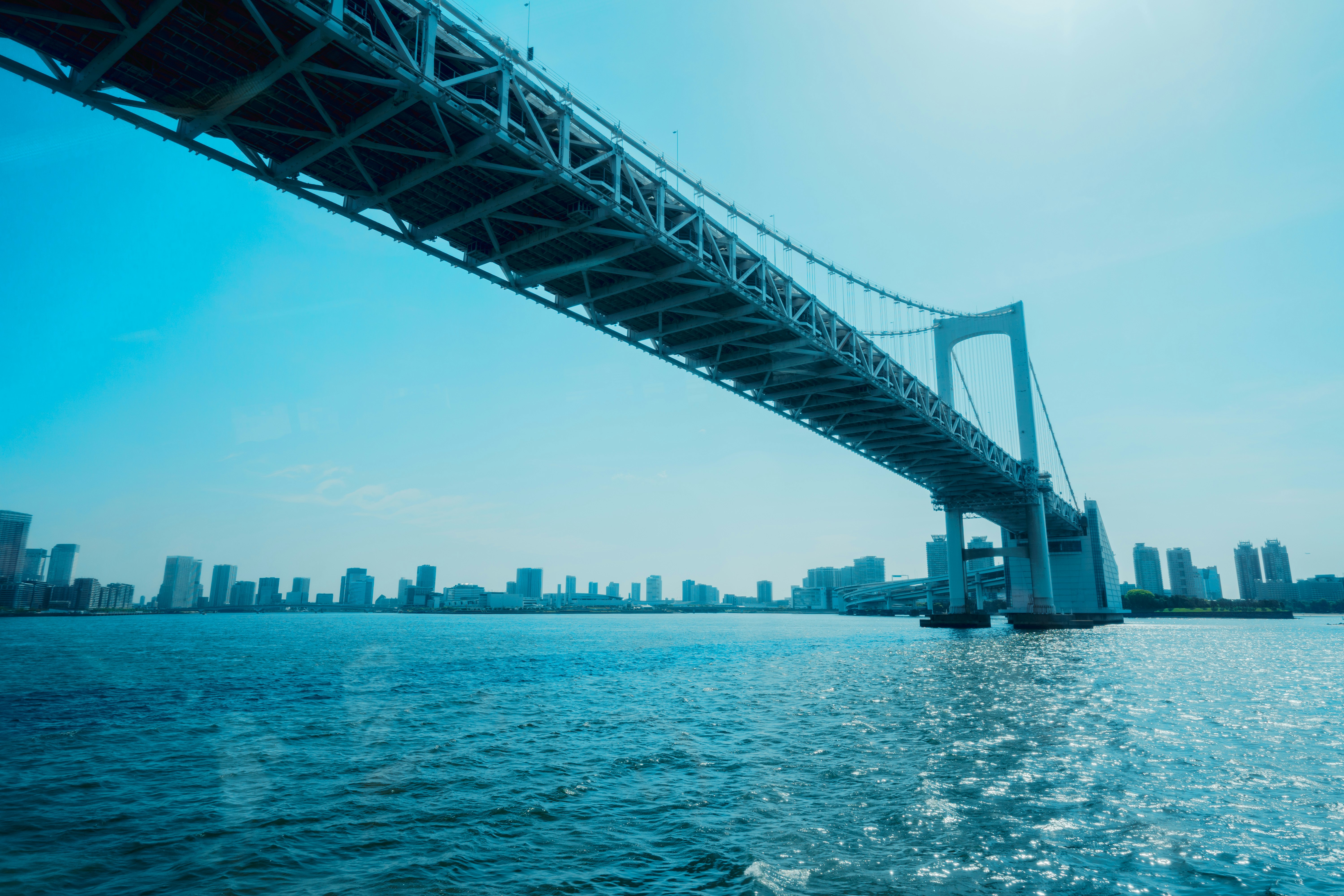 跨海大桥与海面水光的景观
