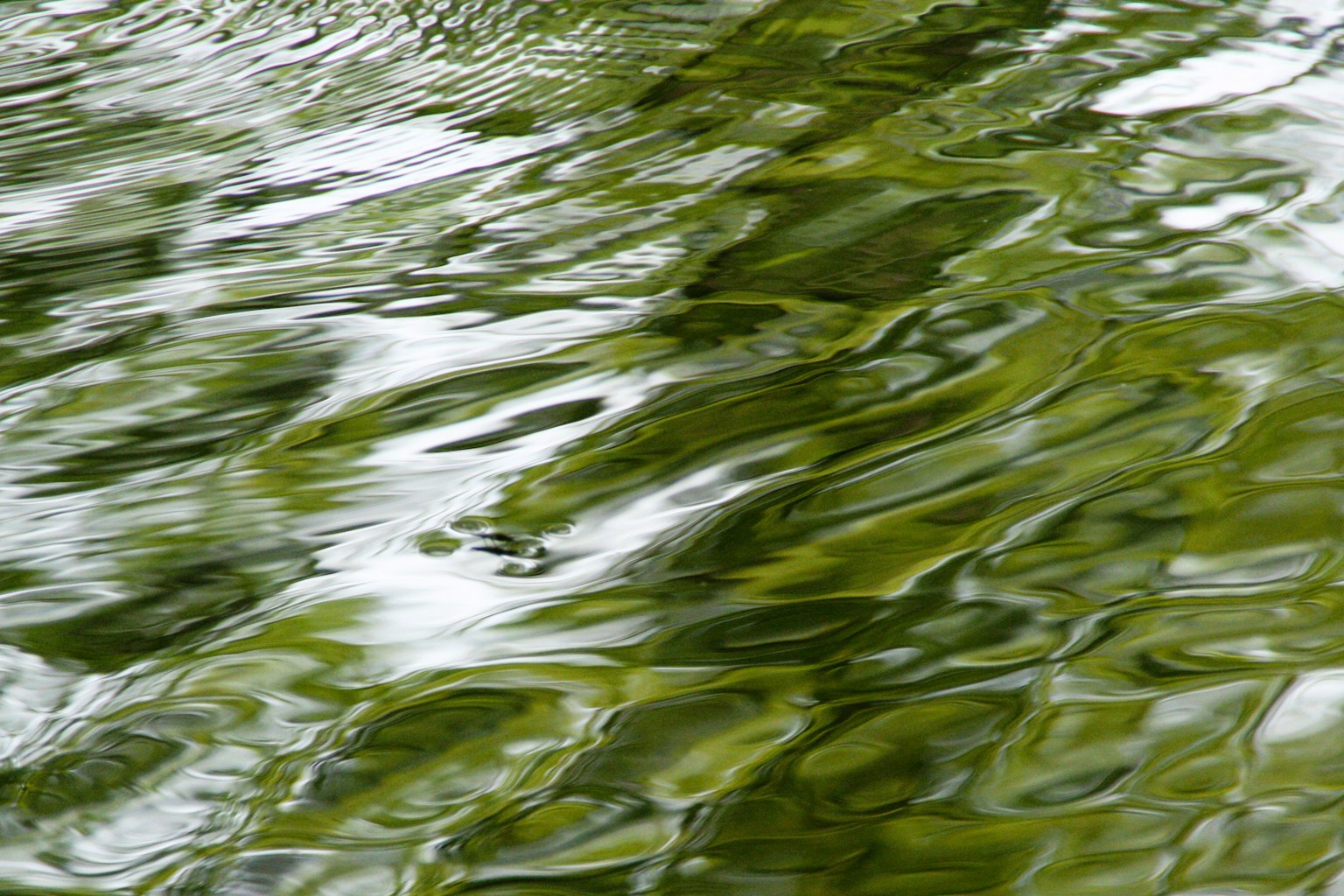 Gambar dengan riak hijau dan pantulan di permukaan air