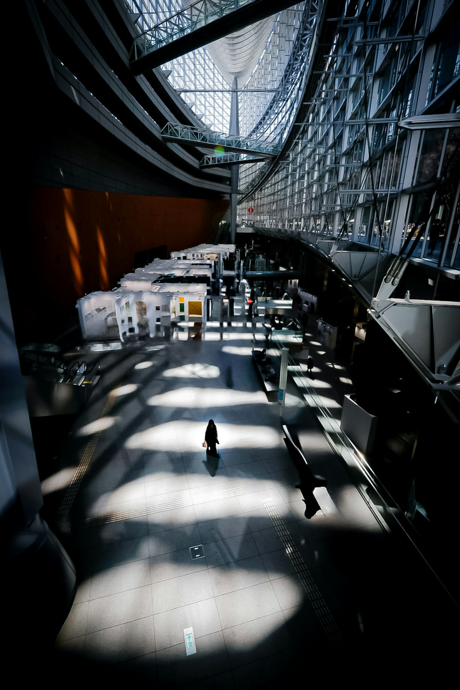 Interior of a modern architectural space with light and shadow patterns