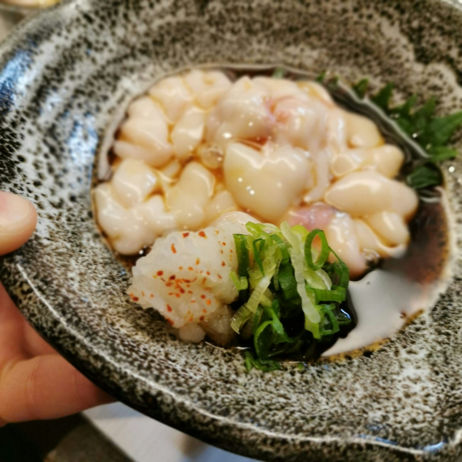 Piring sashimi segar dengan hiasan