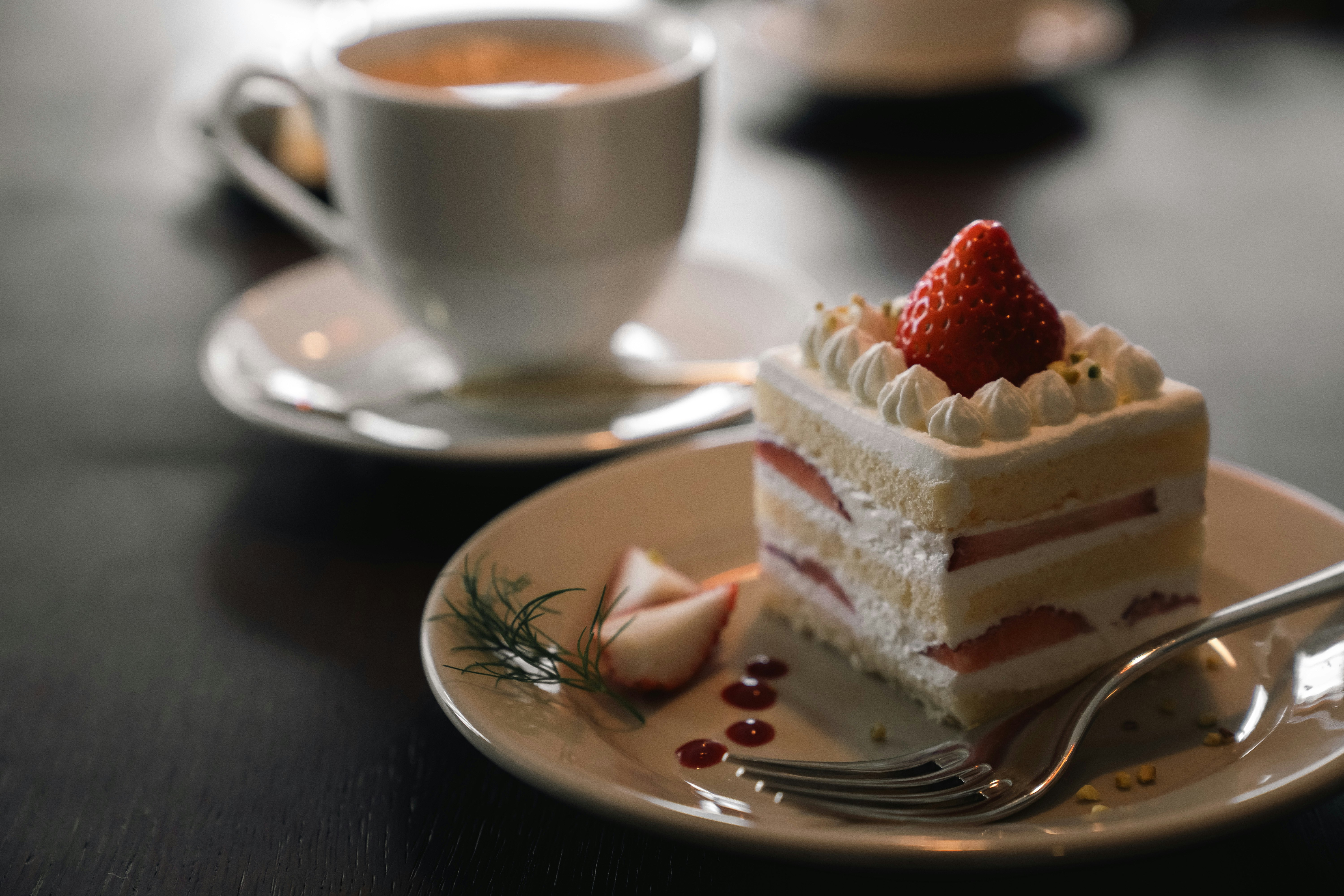 กาแฟกับเค้กสตรอว์เบอร์รี