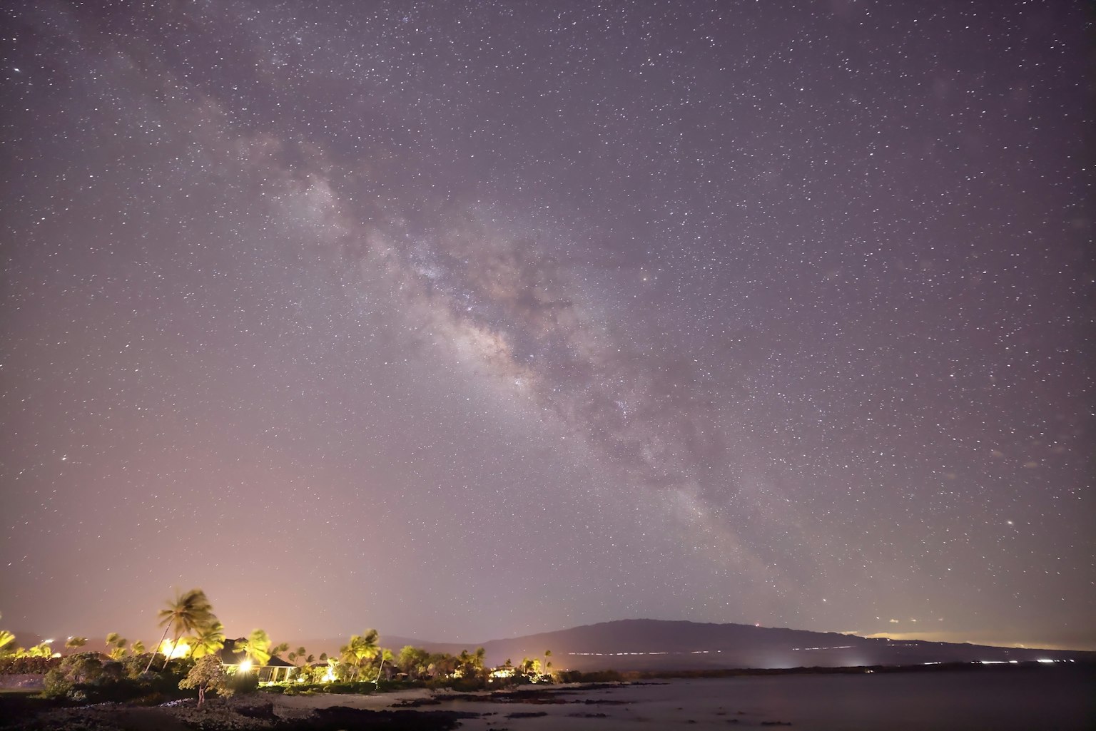 Stunning view of the Milky Way over a coastal landscape at night