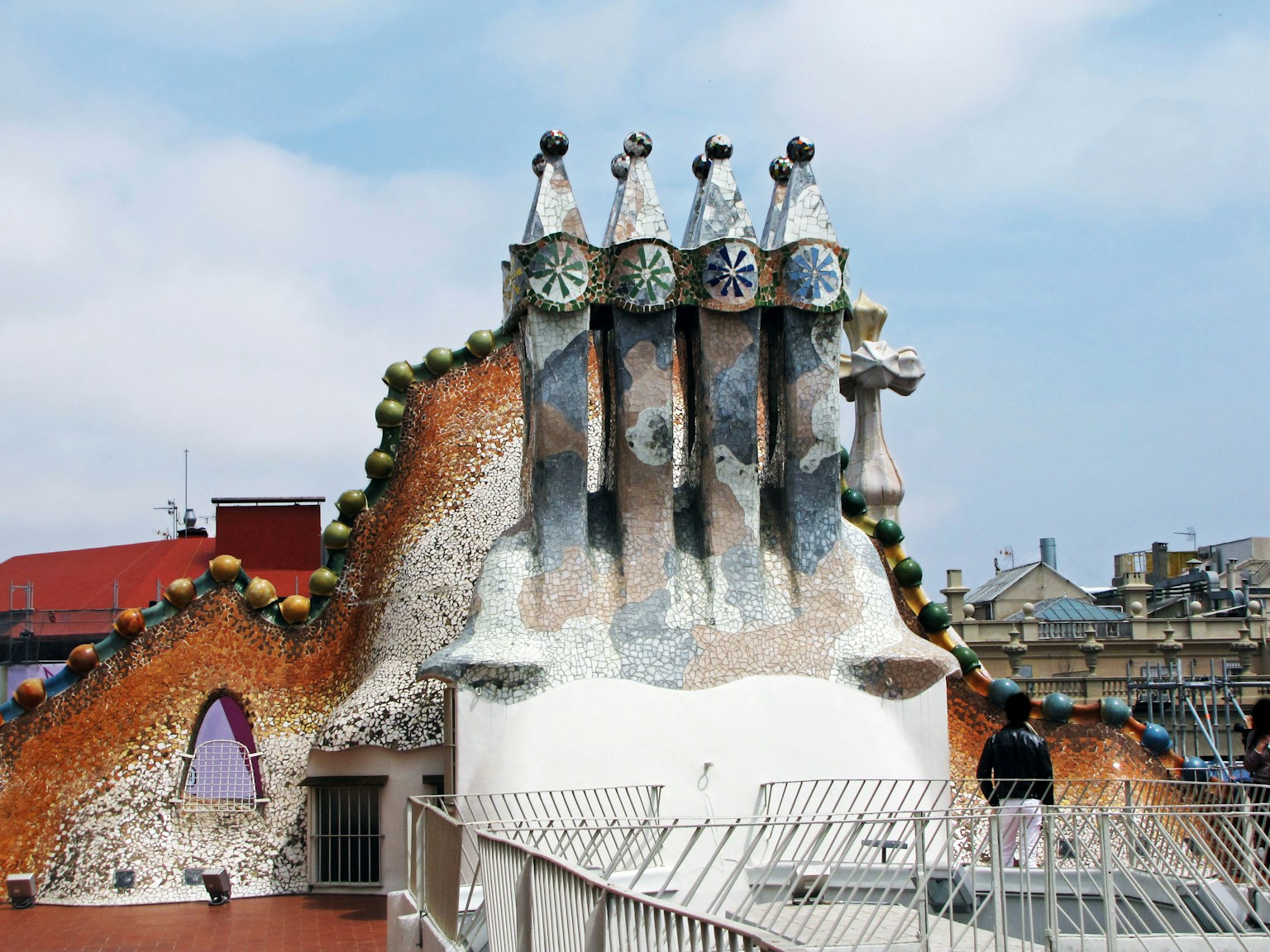 Unique chimneys on the rooftop of Casa Mila in Barcelona