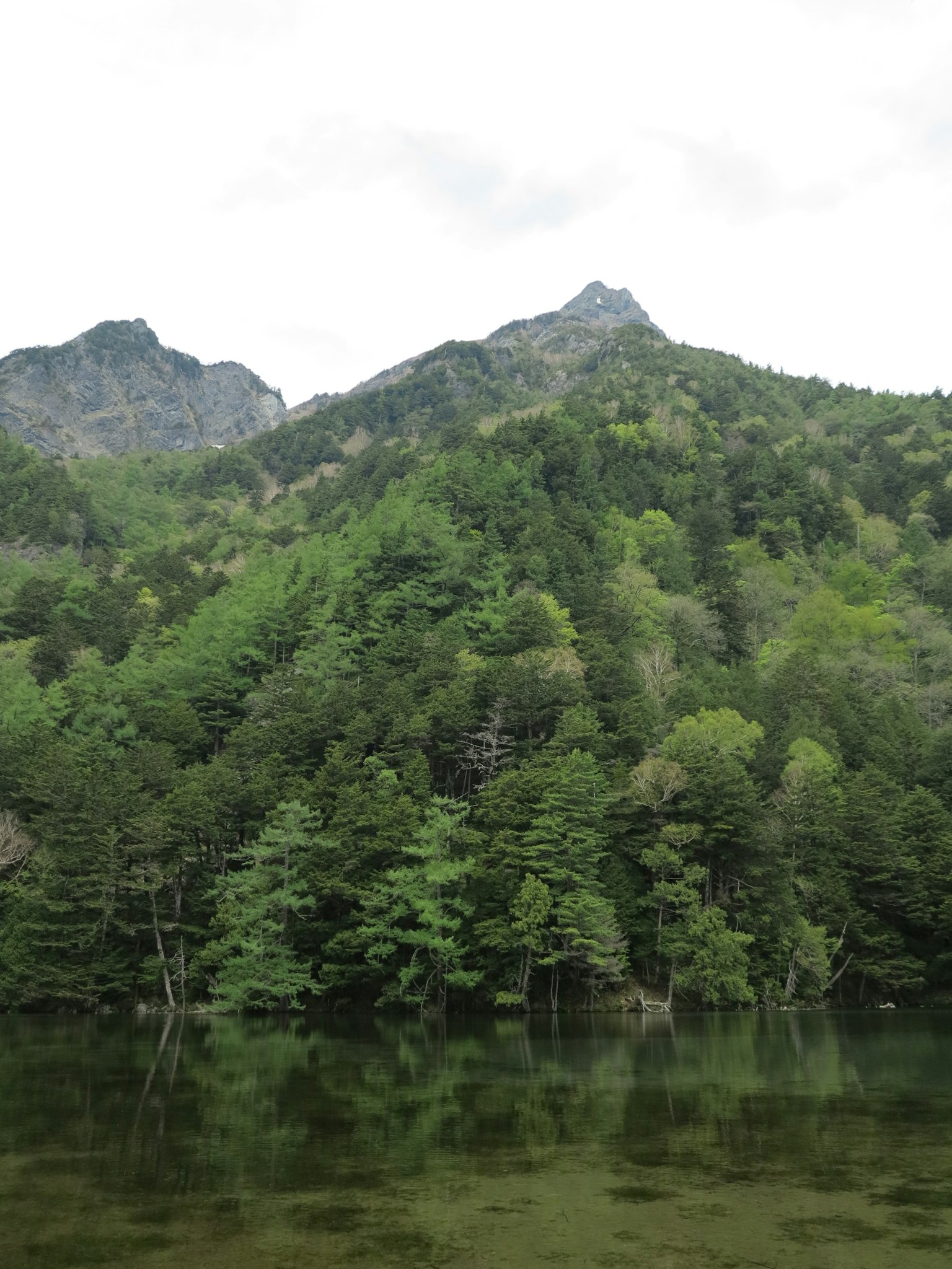 Paisaje de montañas verdes y un lago sereno