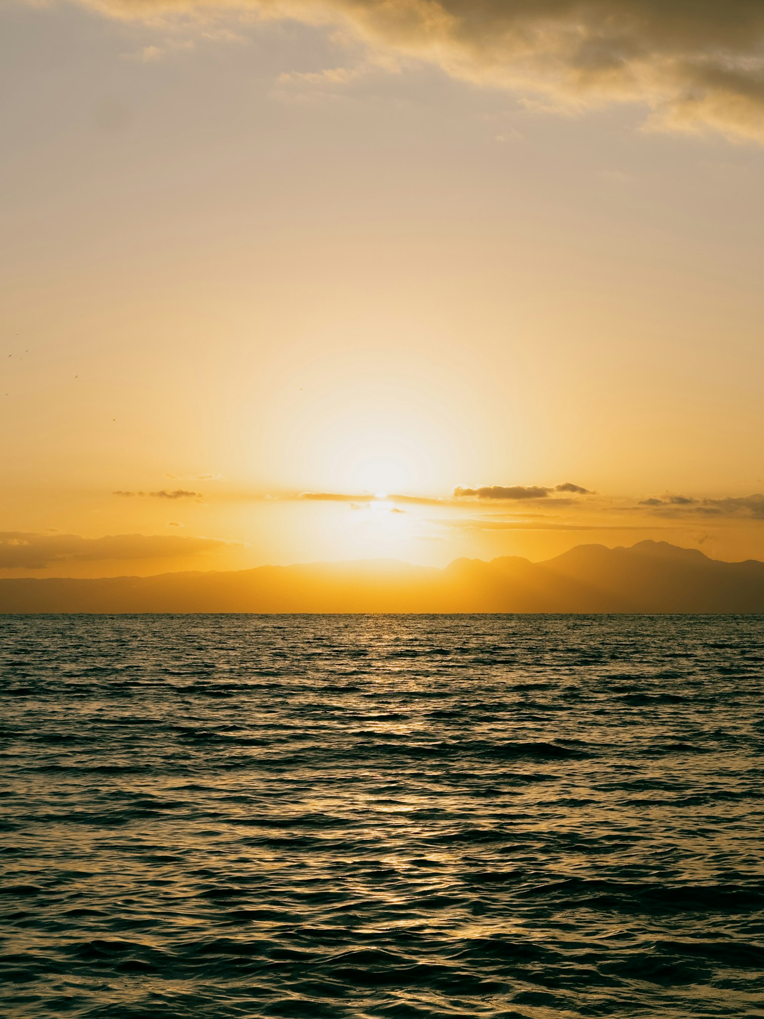 Un hermoso paisaje del mar y la puesta de sol