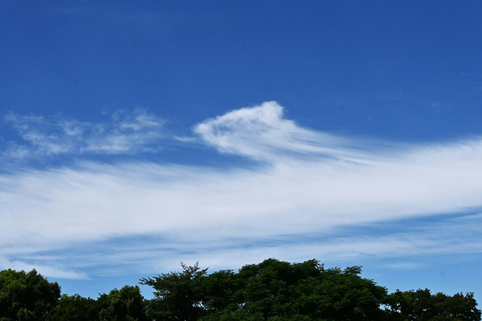 Una vista panoramica di un cielo blu con nuvole bianche