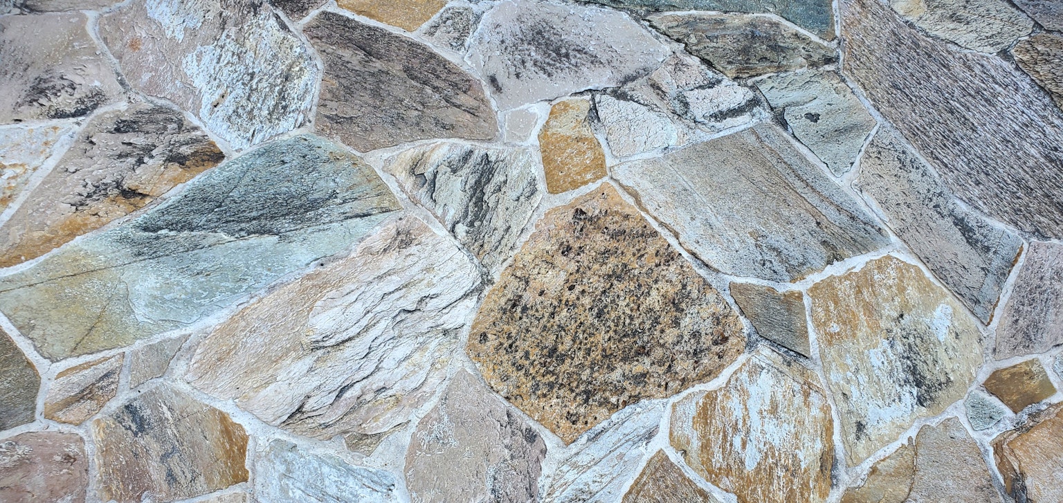 Pattern of stone tiles with various textures