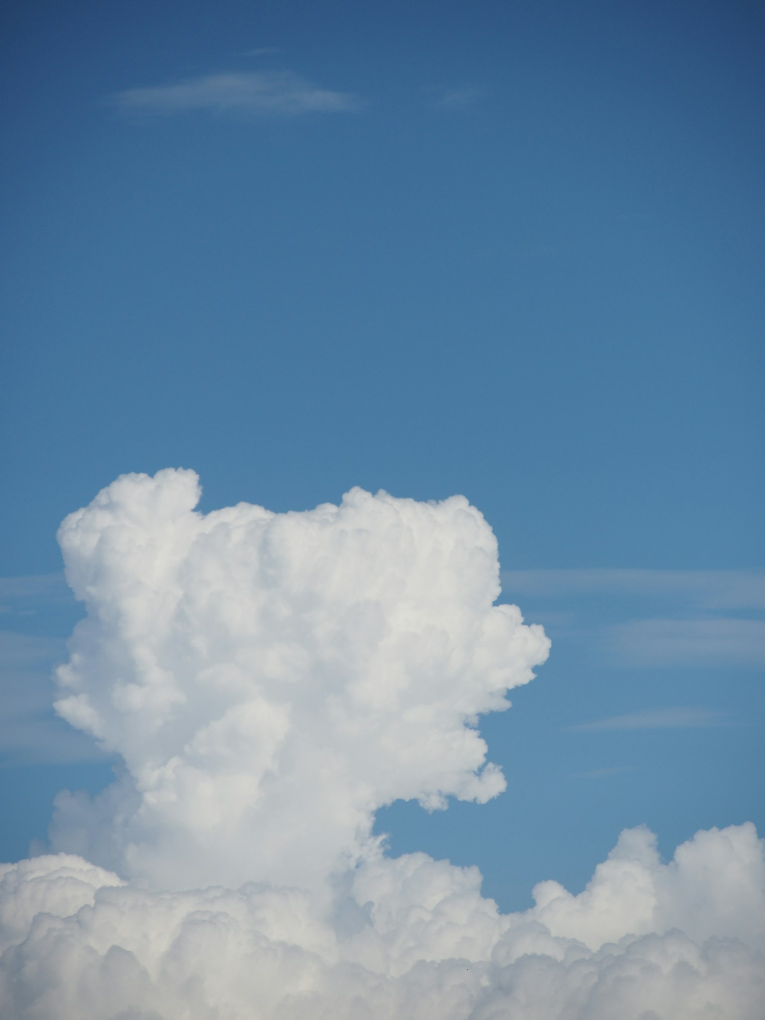 Awan putih berbulu di langit biru yang cerah