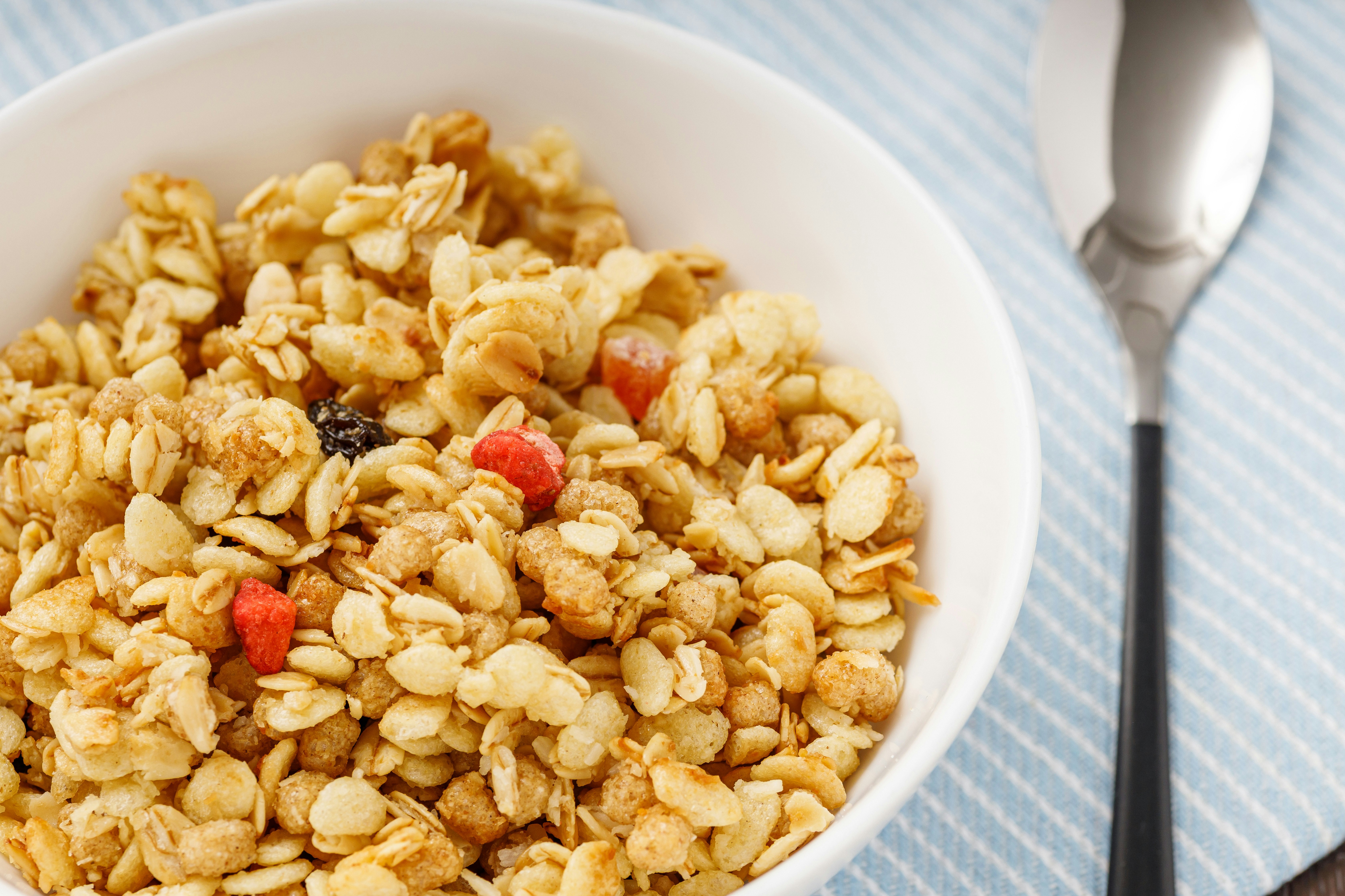 Granola with fruit in a bowl