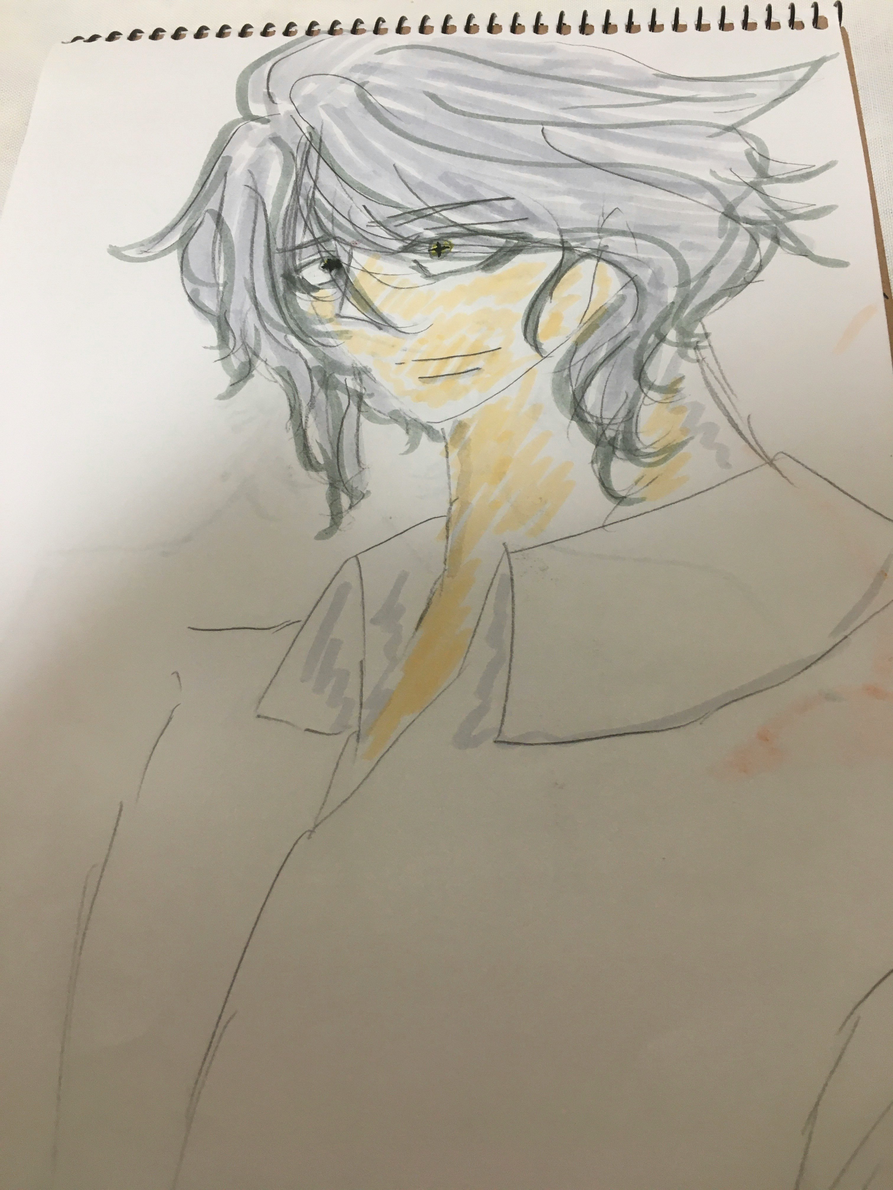 鉛筆スケッチ風の横顔の人物イラスト