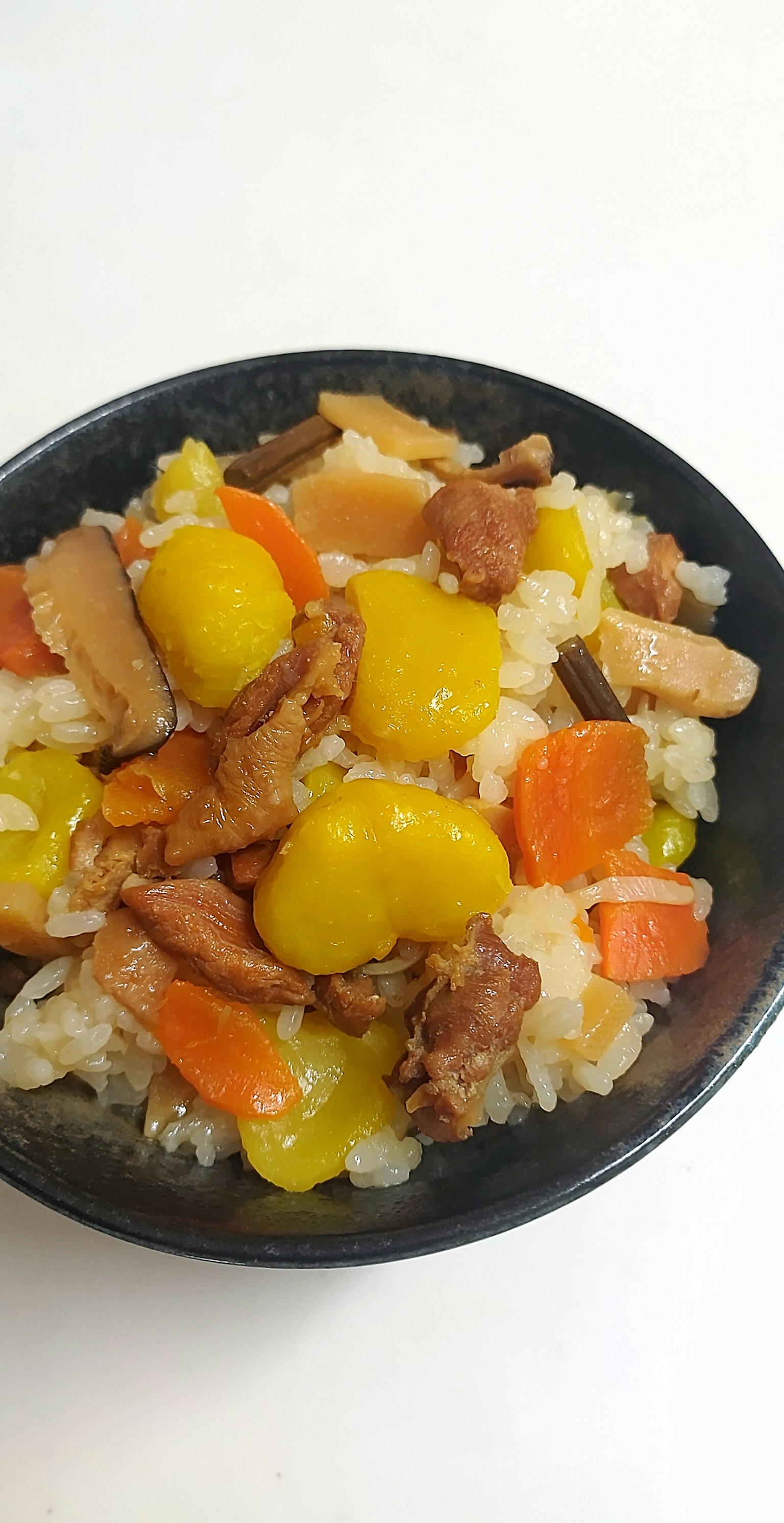 Colorful dish of Chinese-style rice with various ingredients