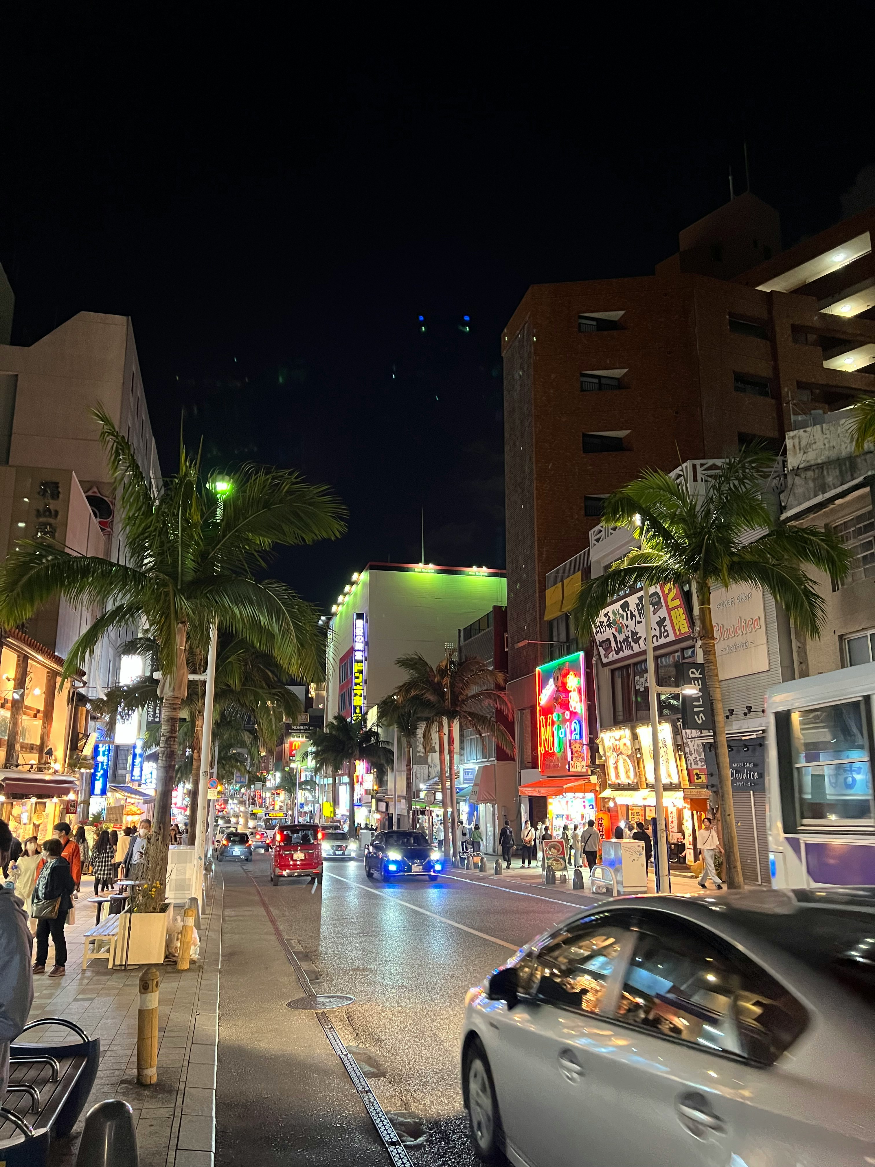 Cảnh đêm trên phố Kokusai-dori ở Naha, Okinawa