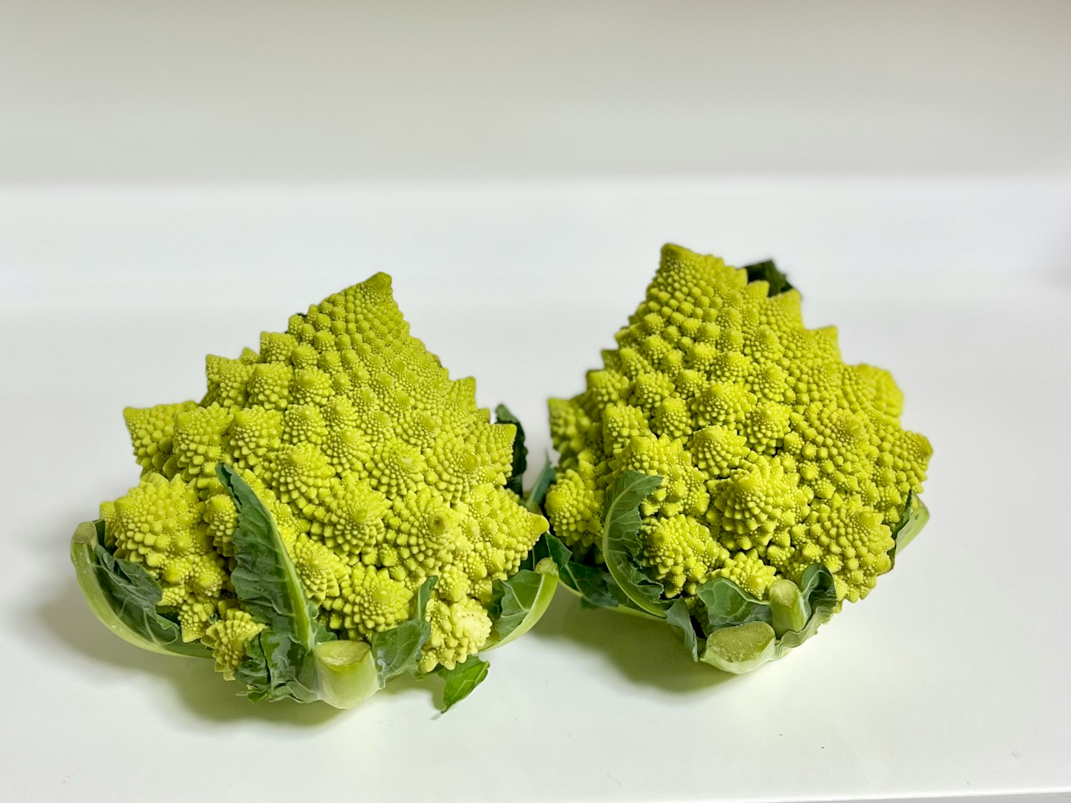 Due teste di broccolo romanesco affiancate