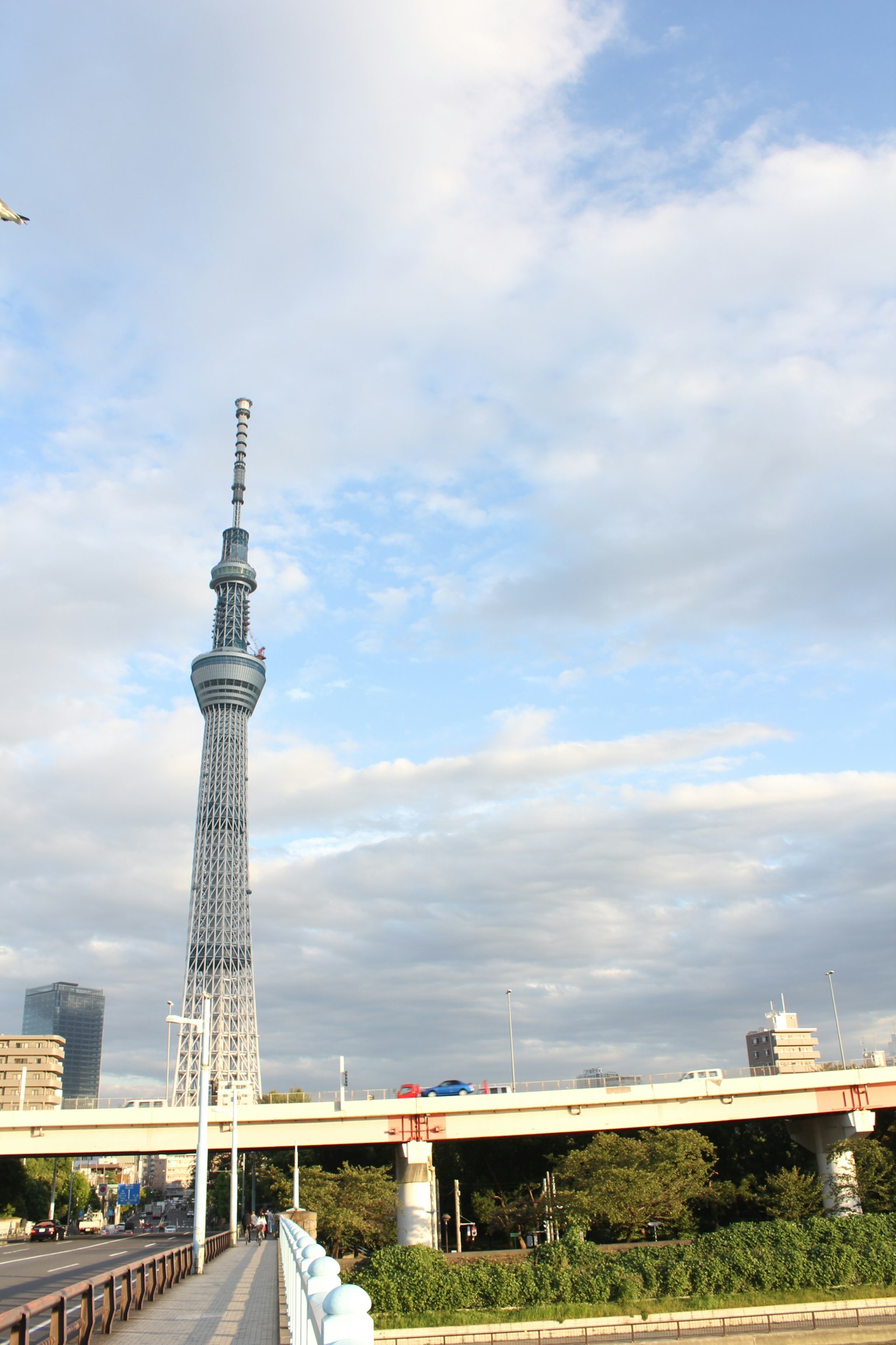 Tokyo Skytree che si erge contro un cielo azzurro