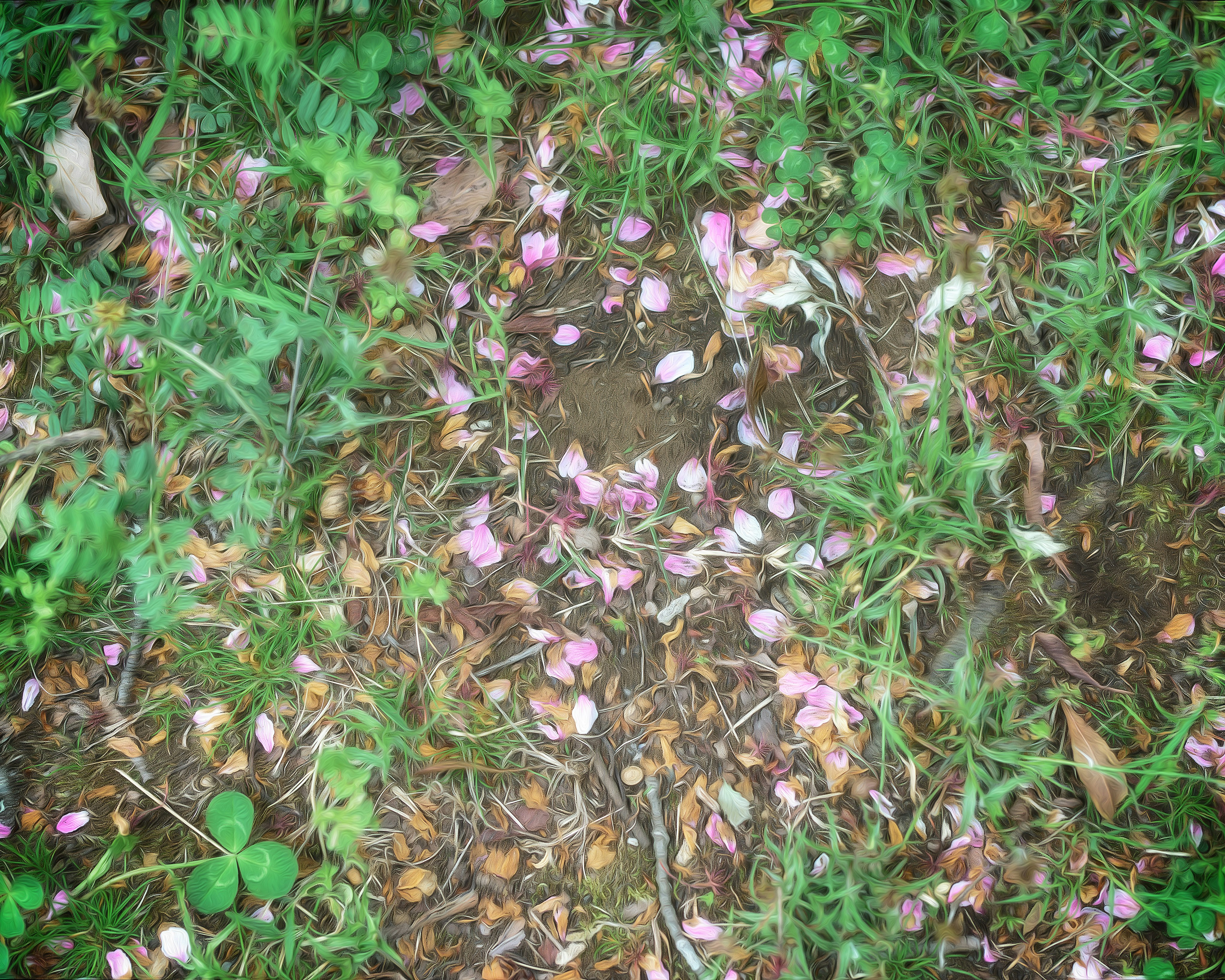petites fleurs dans l’herbe avec sol visible