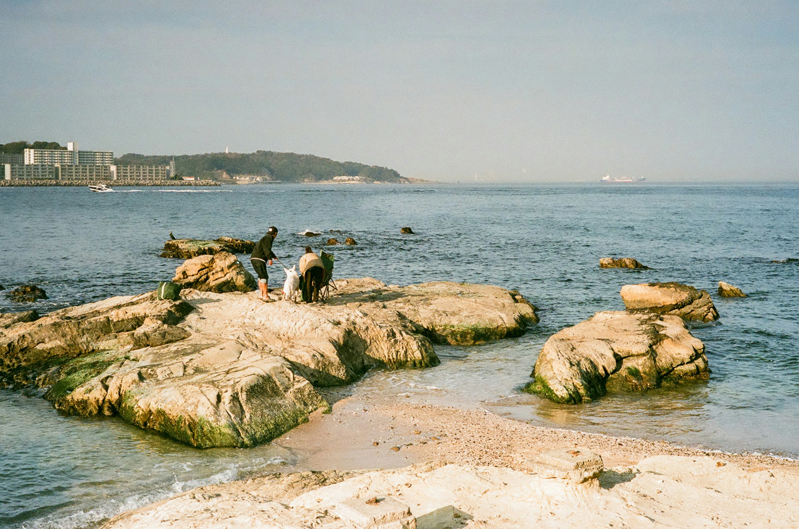 岩場に打ち寄せる波と海の風景