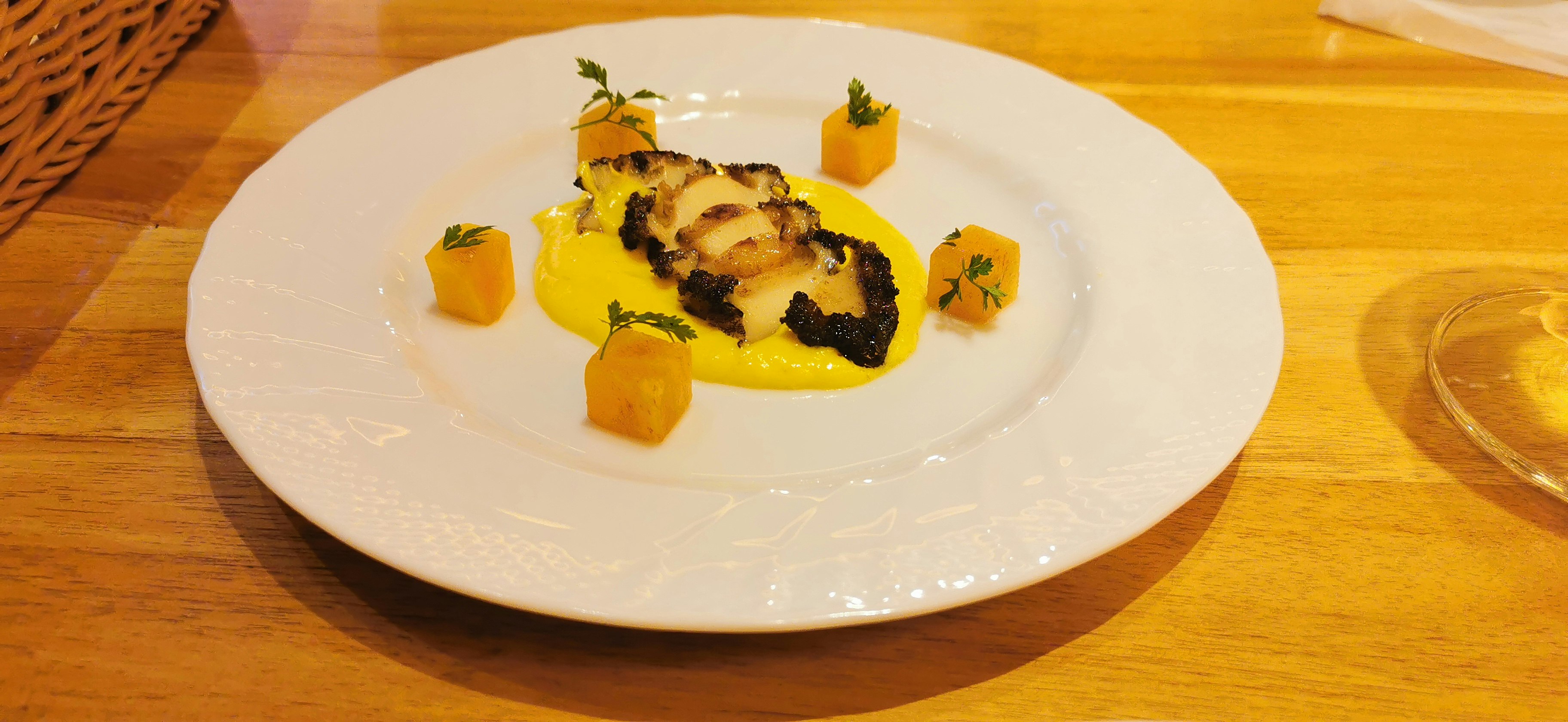 plated appetizer on a wooden table