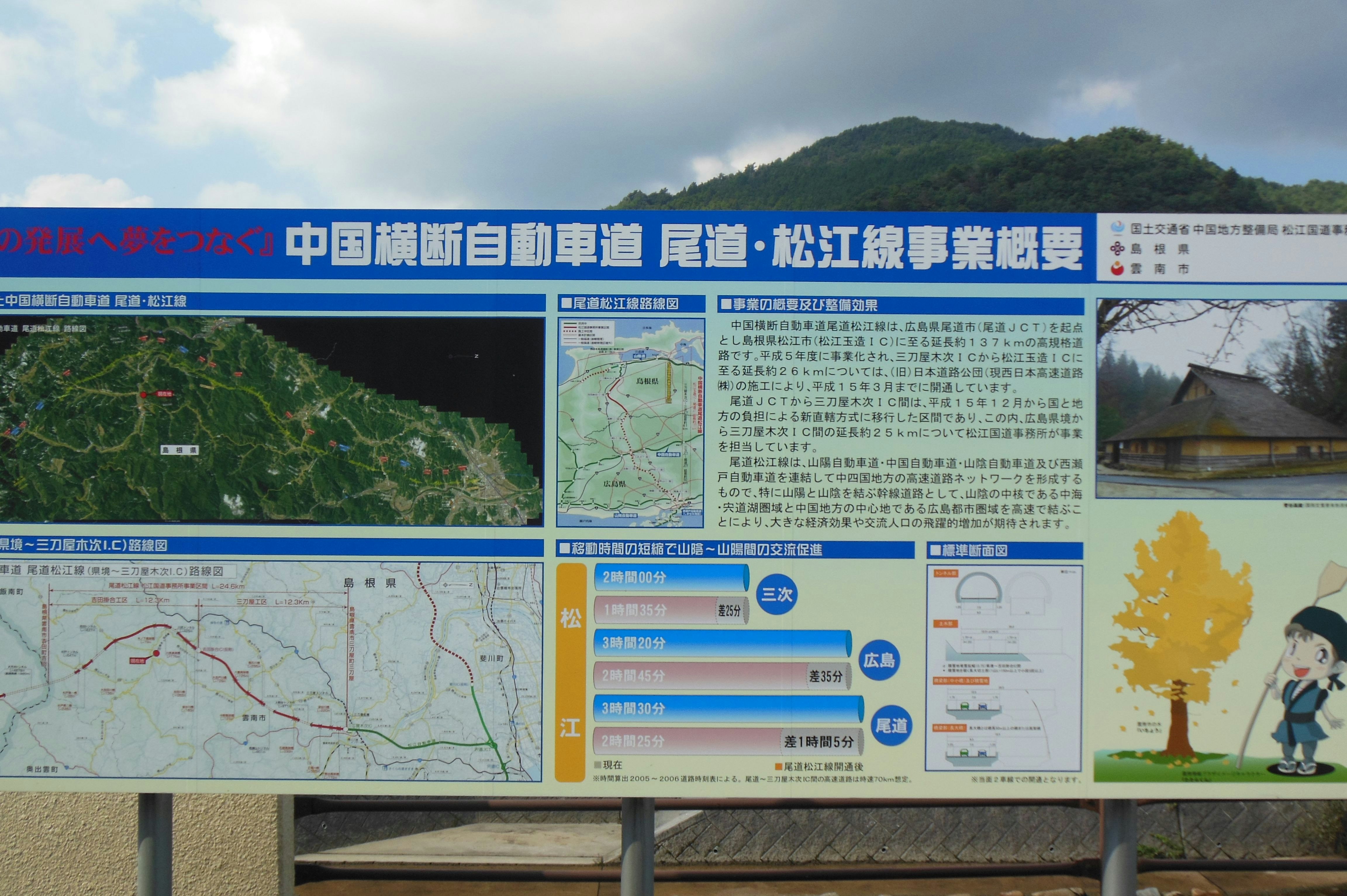 帶有山景的戶外資訊牌