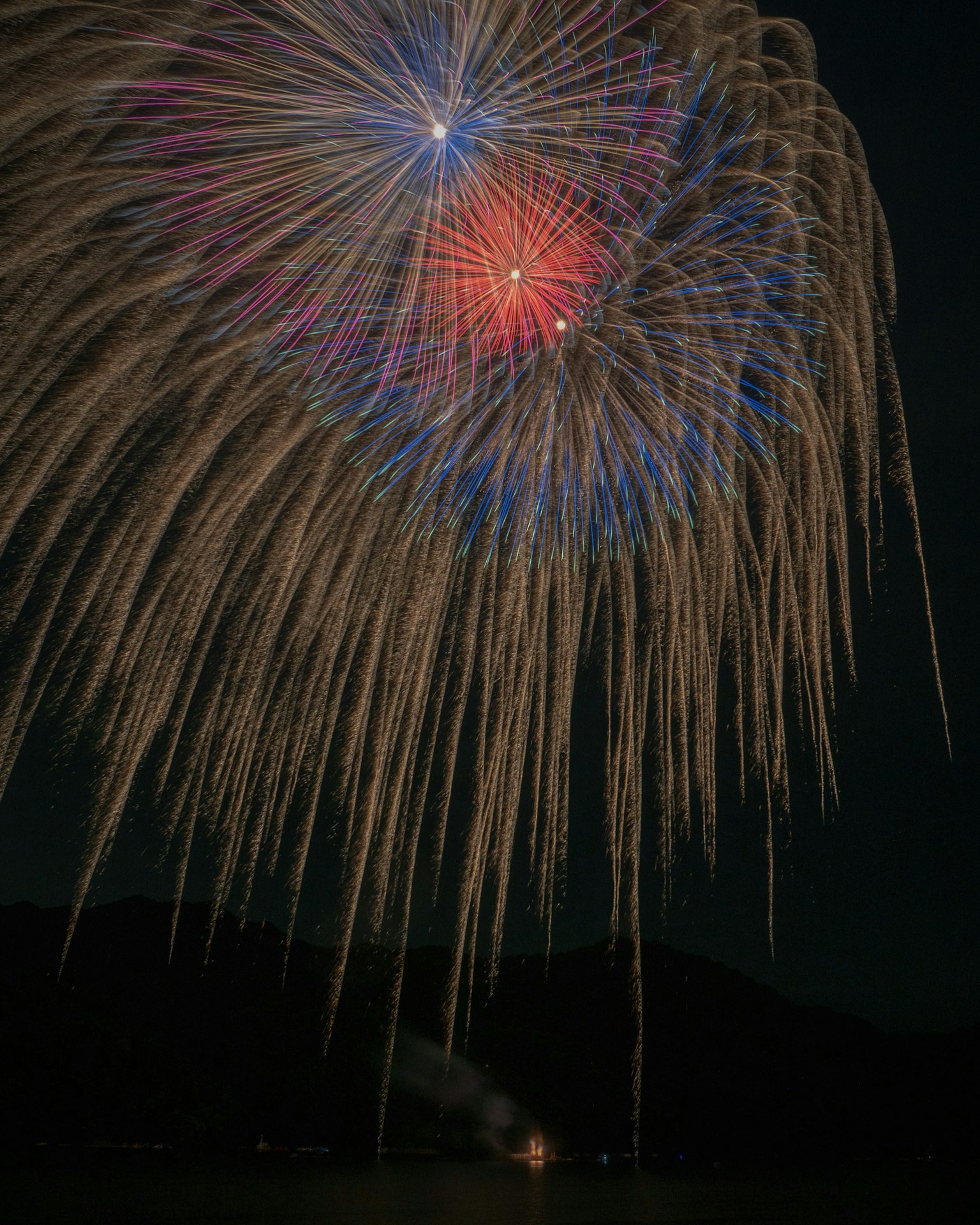 Colorful fireworks display in the night sky